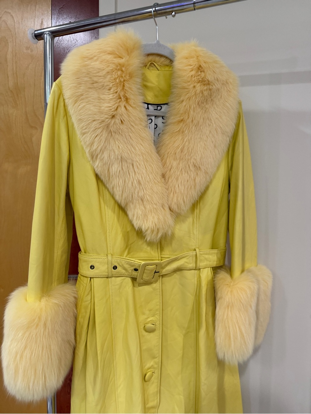 Saks Potts bootleg real leather coat with fox Fur cuffs - Picture 3 of 14